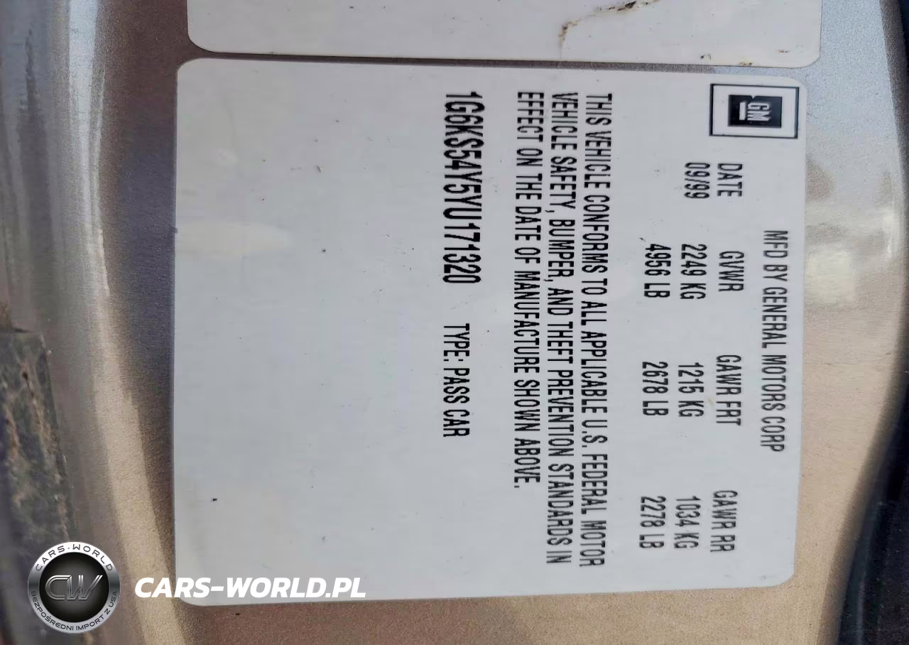2000 Cadillac Seville Sls VIN:1G6KS54Y5YU171320 - 12
