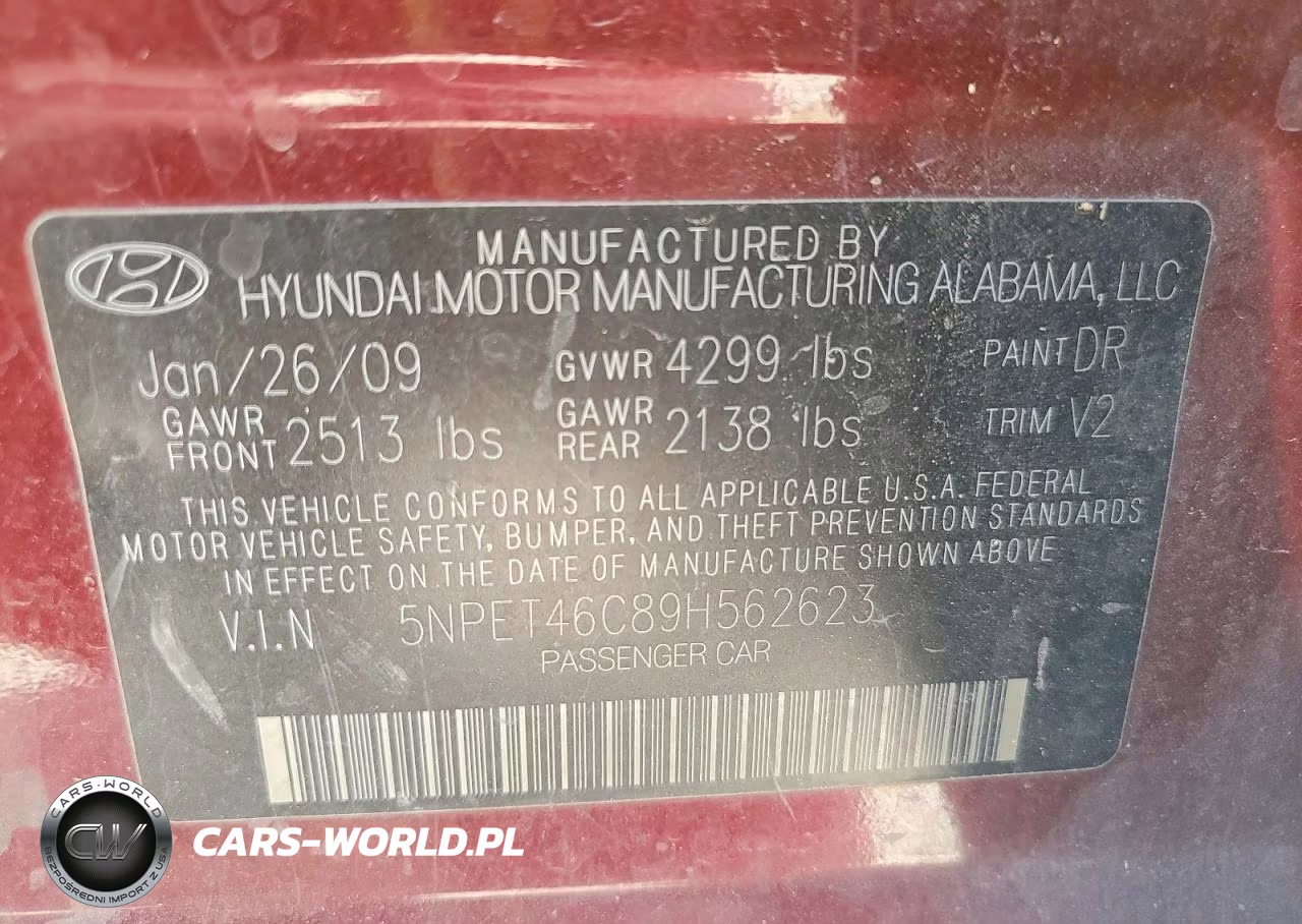 2009 Hyundai Sonata Gls VIN:5NPET46C89H562623 - 12
