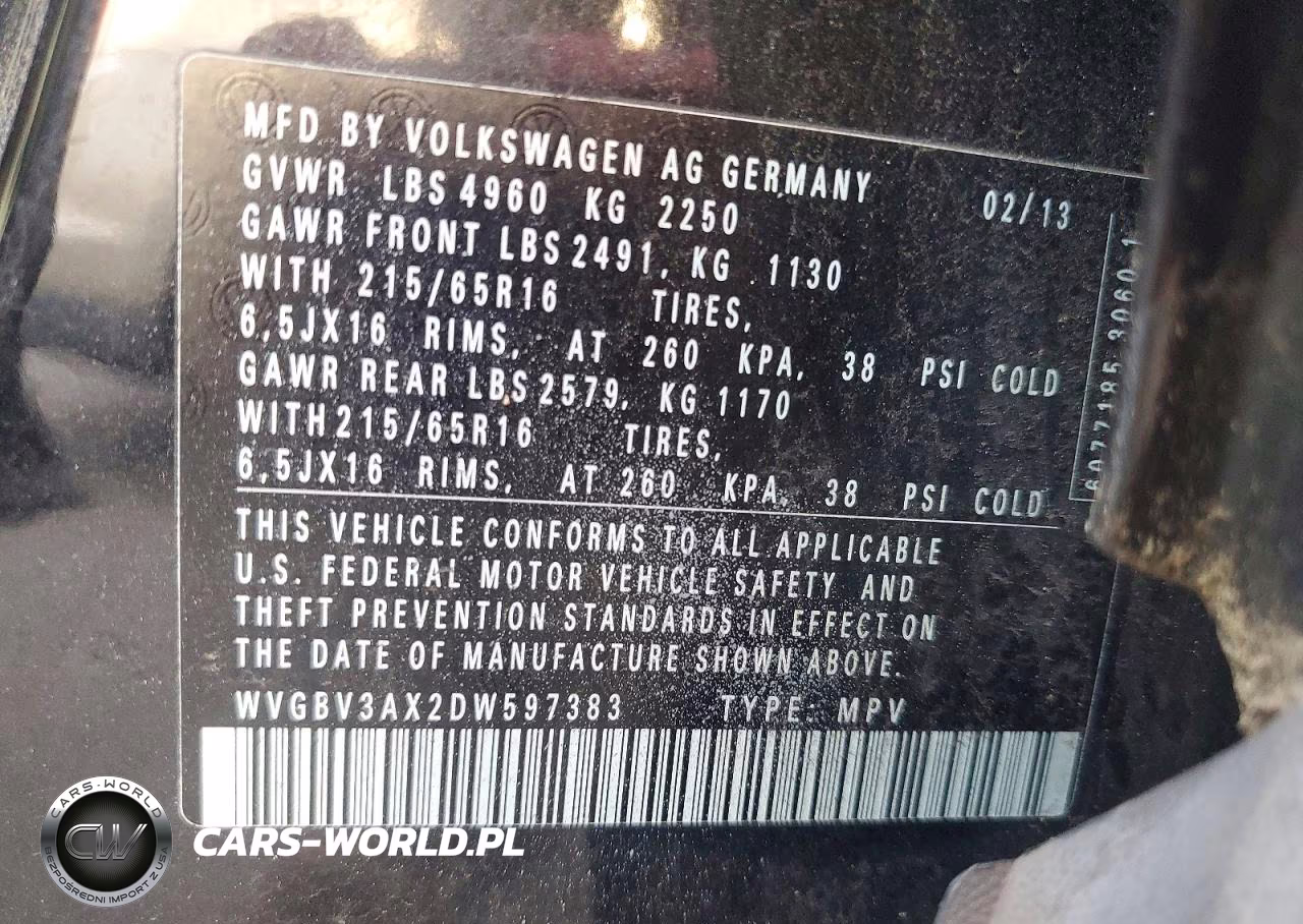 2013 Volkswagen Tiguan S VIN:WVGBV3AX2DW597383 - 13