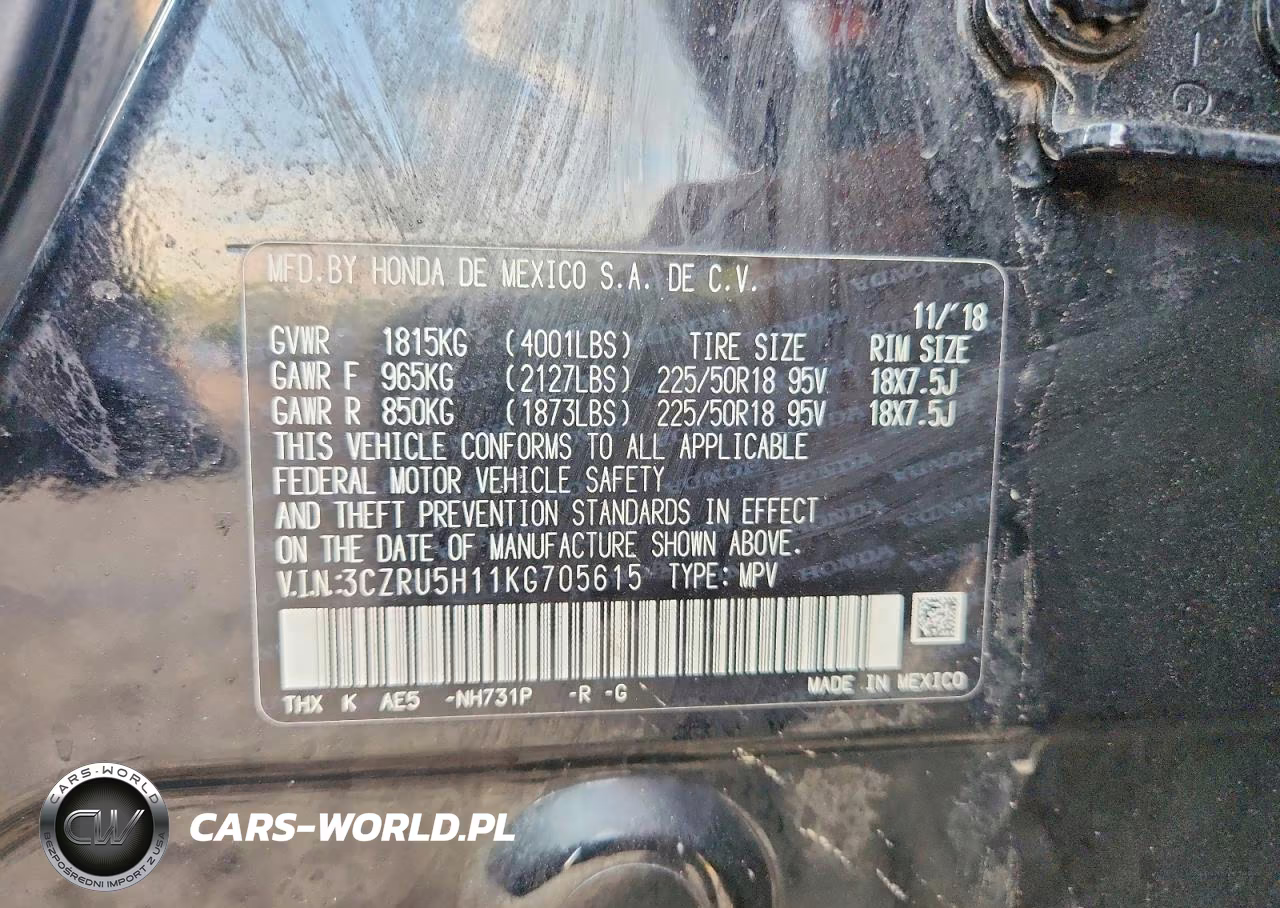 2019 Honda Hr-V Sport VIN:3CZRU5H11KG705615 - 13