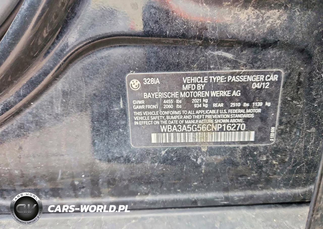 2012 BMW 328 I VIN:WBA3A5G56CNP16270 - 12