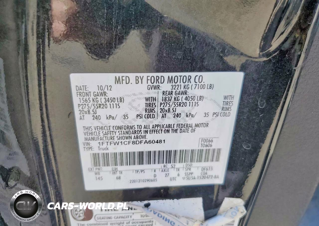 2013 Ford F150 Supercrew VIN:1FTFW1CF8DFA60481 - 13