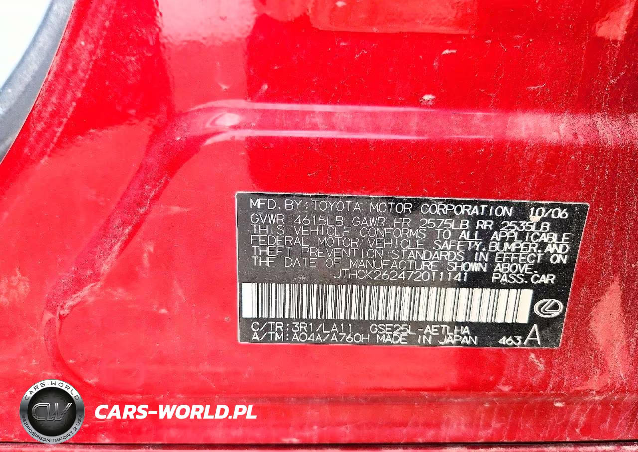 2007 Lexus Is 250 VIN:JTHCK262472011141 - 12
