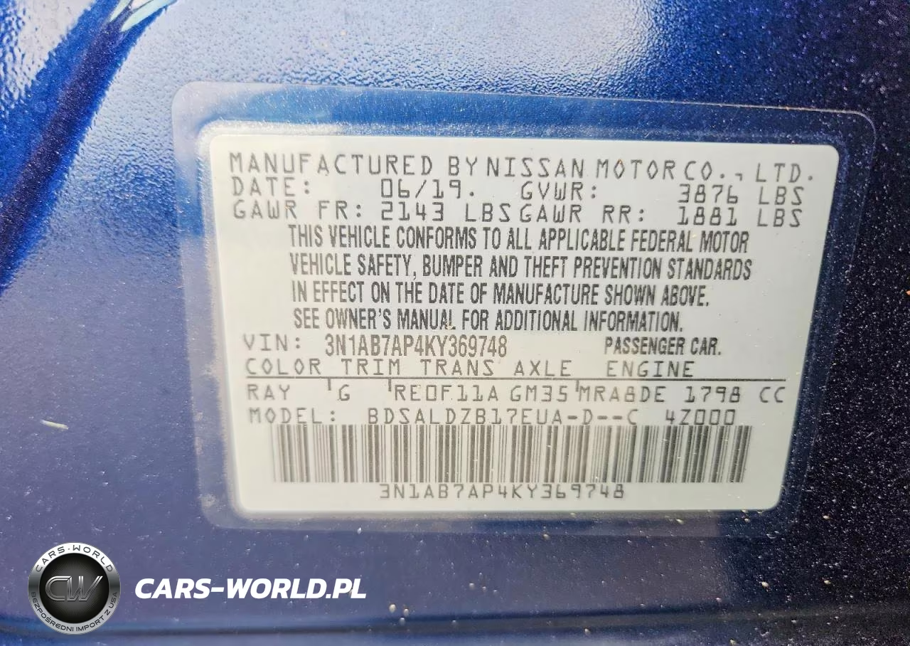 2019 Nissan Sentra Sv VIN:3N1AB7AP4KY369748 - 12