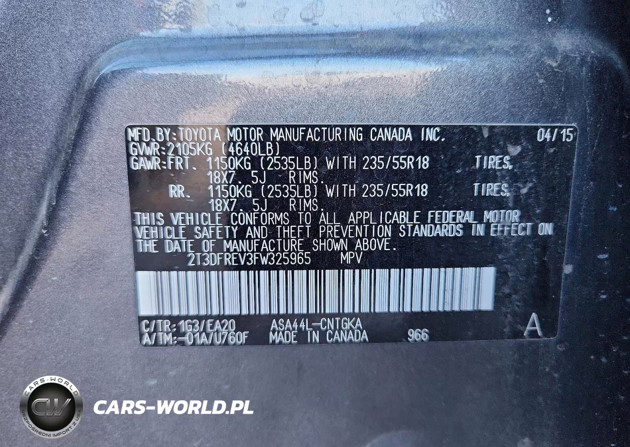 2015 Toyota Rav4 Limited VIN:2T3DFREV3FW325965 - 13