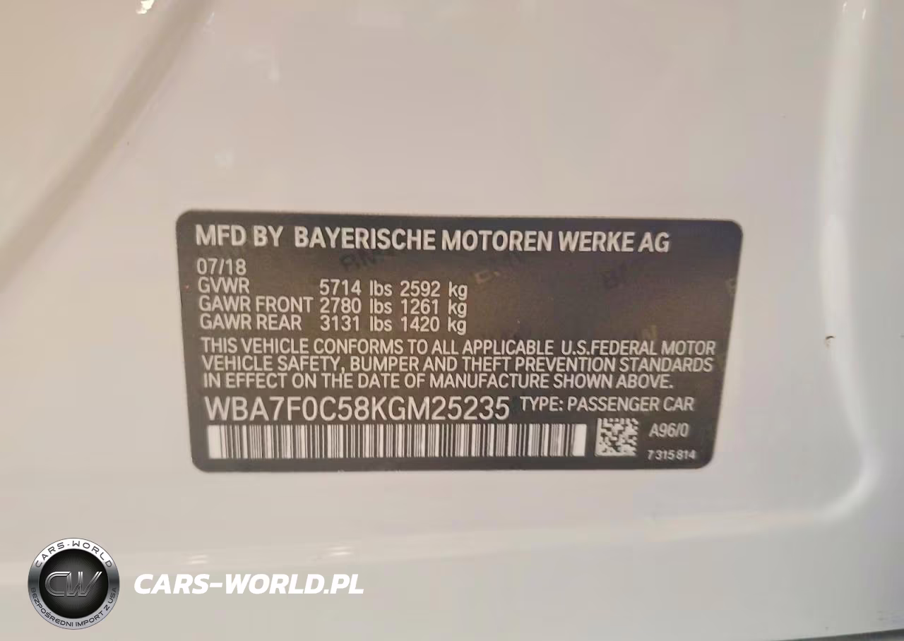2019 BMW 750 I VIN:WBA7F0C58KGM25235 - 12