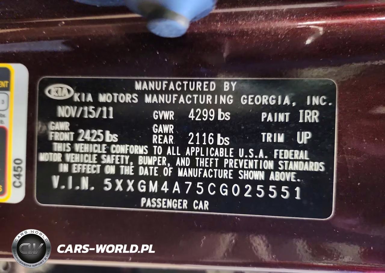 2012 Kia Optima Lx VIN:5XXGM4A75CG025551 - 12