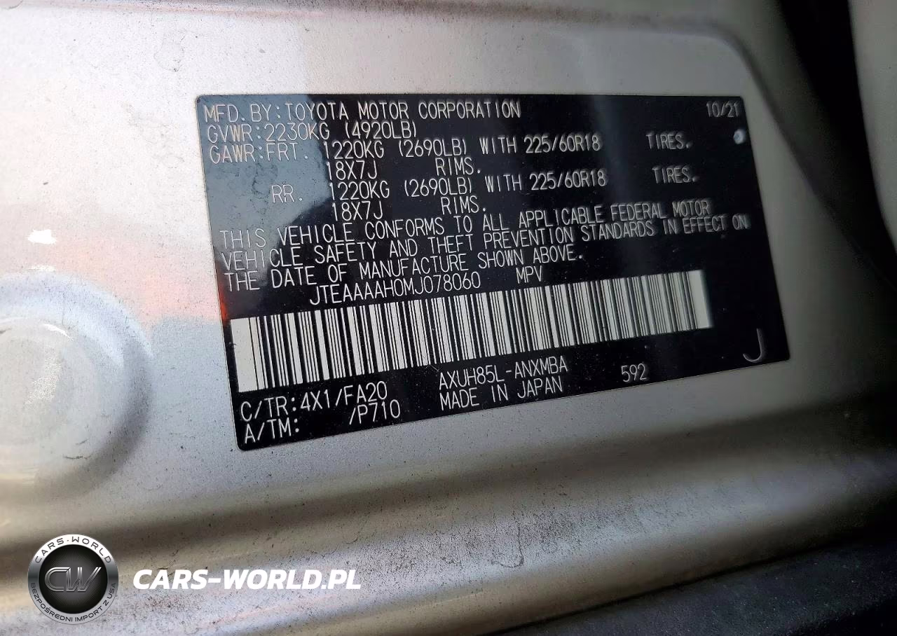 2021 Toyota Venza Le VIN:JTEAAAAH0MJ078060 - 14
