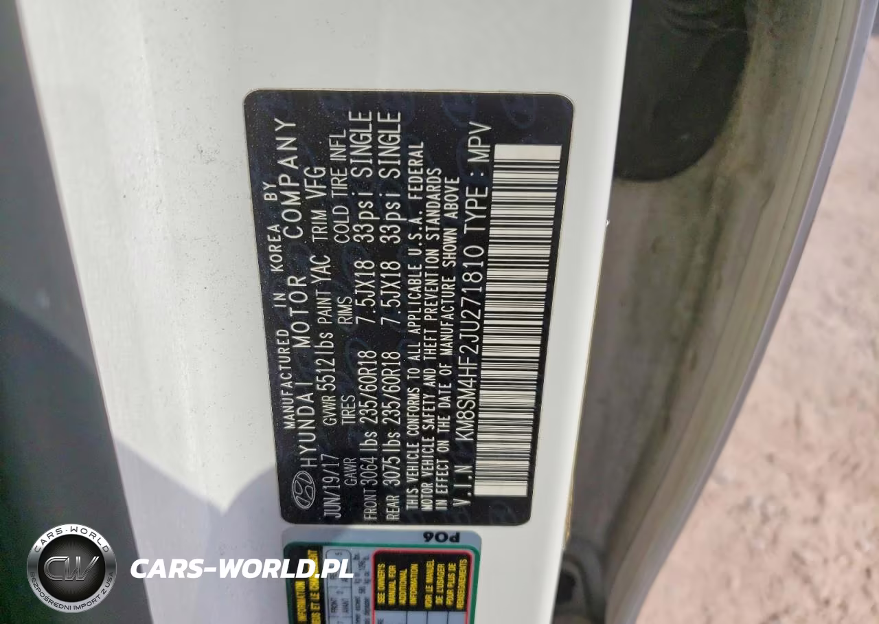 2018 Hyundai Santa Fe Se VIN:KM8SM4HF2JU271810 - 12