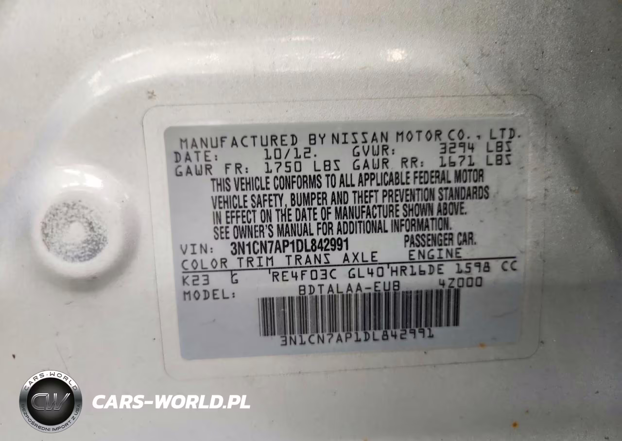 2013 Nissan Versa 1.6 S VIN:3N1CN7AP1DL842991 - 12