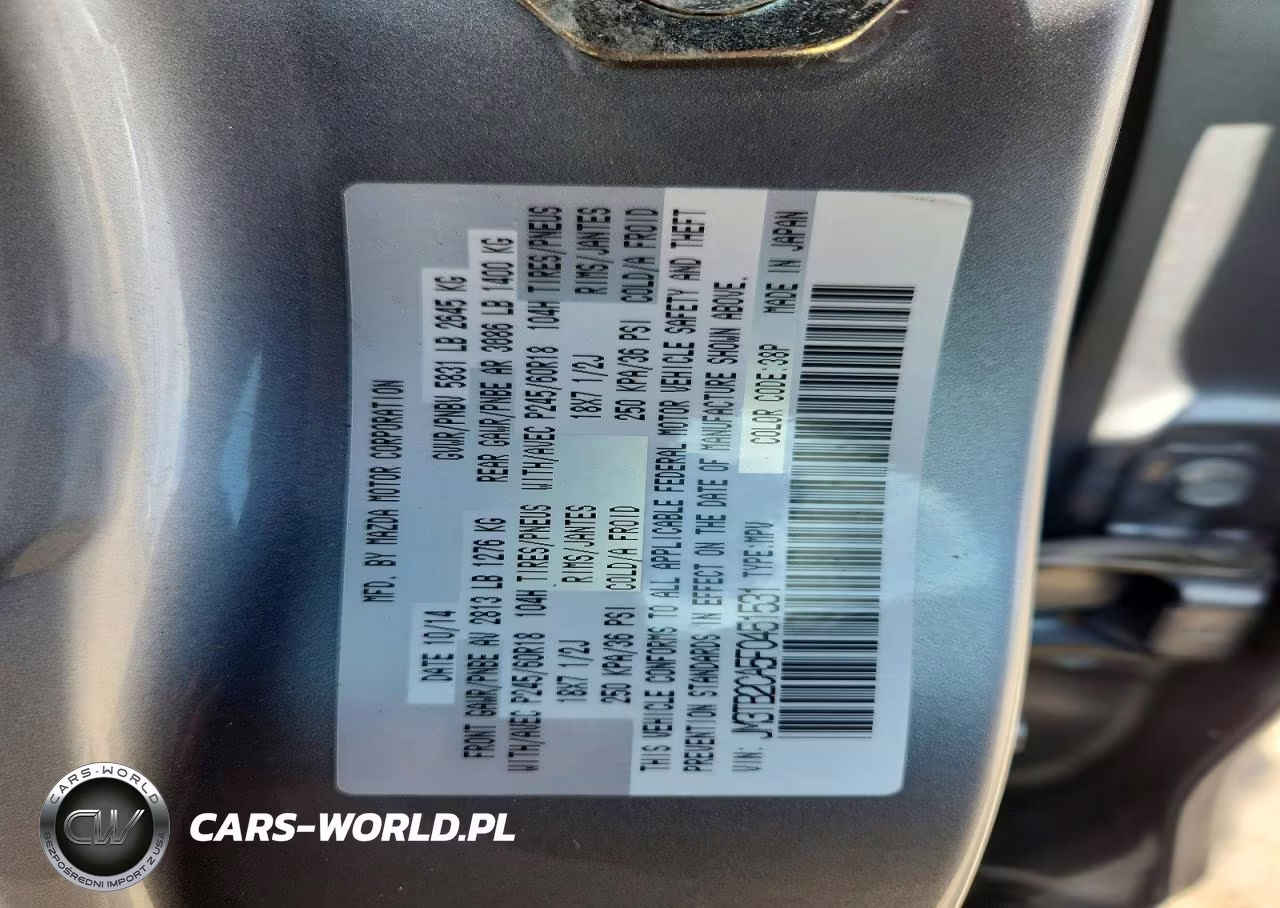 2015 Mazda Cx-9 Touring VIN:JM3TB2CA5F0451531 - 14