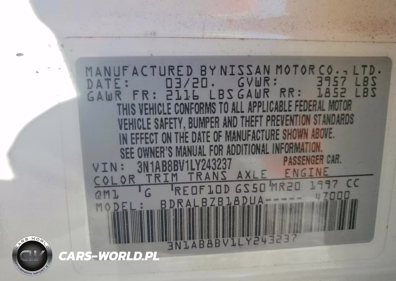 2020 Nissan Sentra S VIN:3N1AB8BV1LY243237 - 12