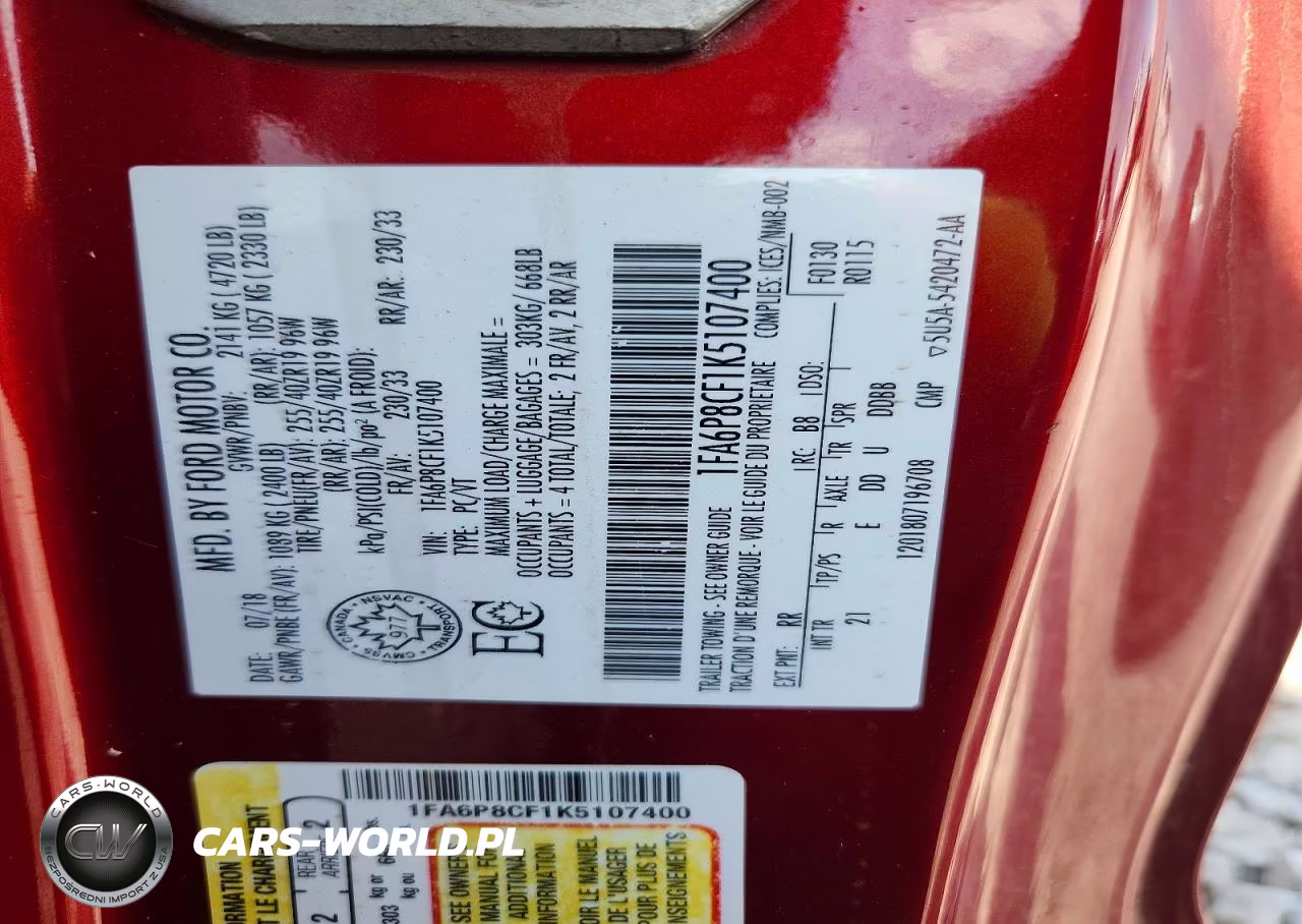 2019 Ford Mustang Gt VIN:1FA6P8CF1K5107400 - 13