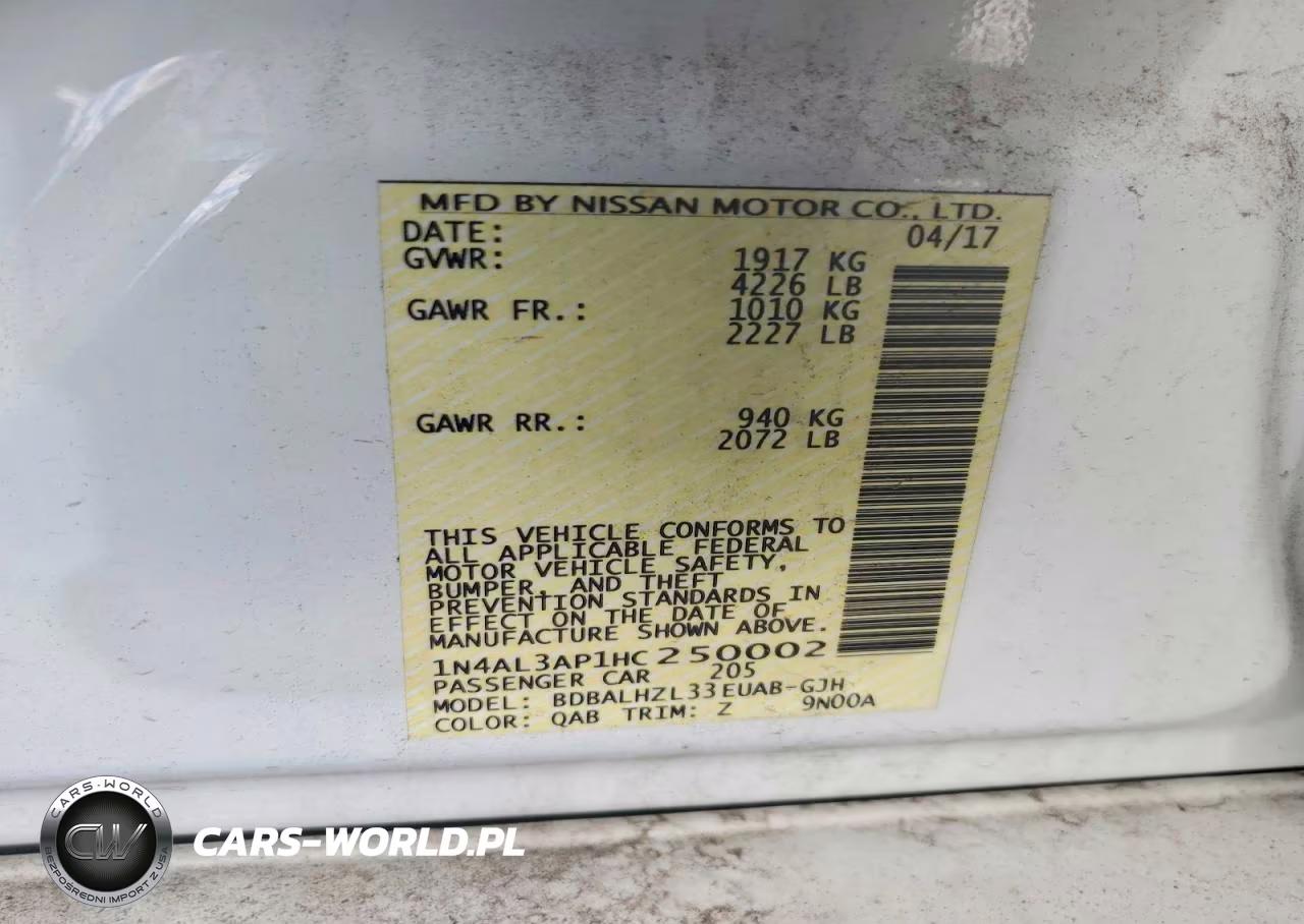 2017 Nissan Altima 2.5 Sr VIN:1N4AL3AP1HC250002 - 12