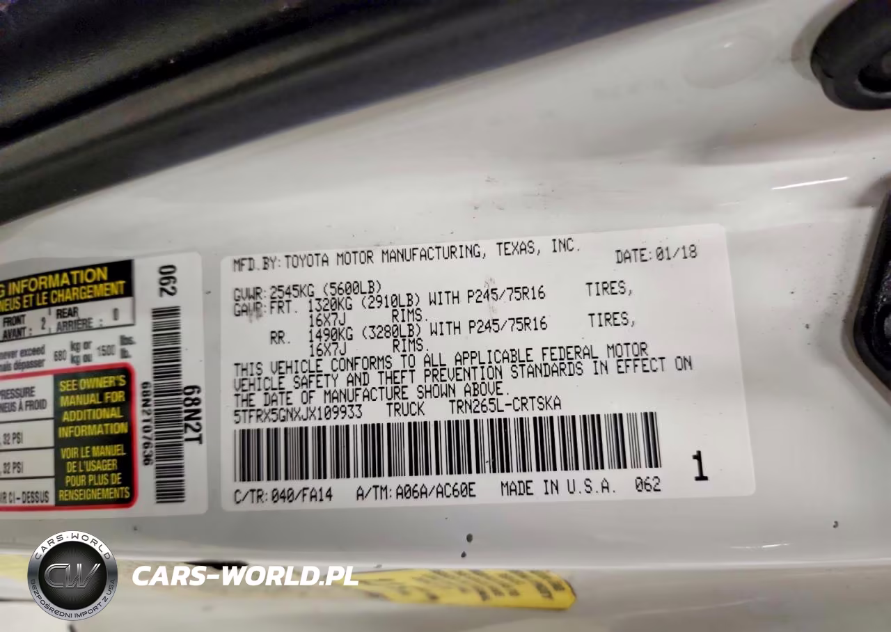 2018 Toyota Tacoma Sr VIN:5TFRX5GNXJX109933 - 12