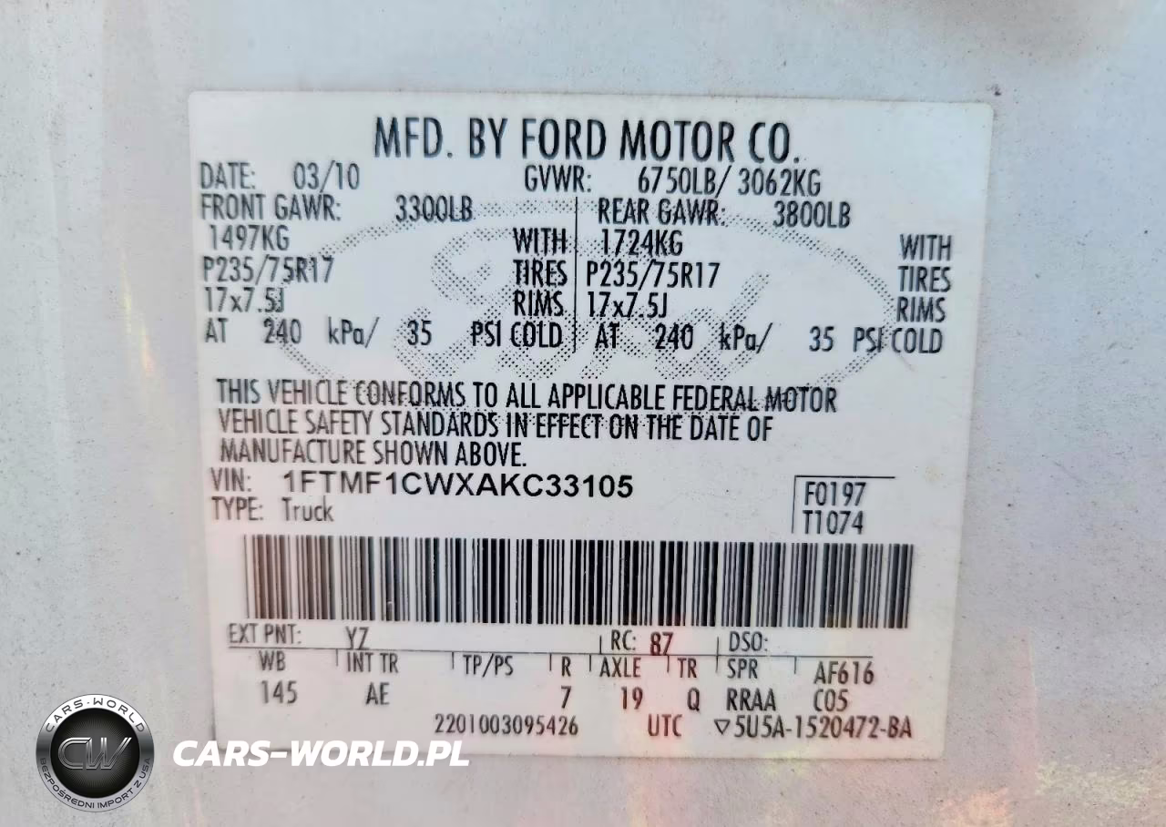 2010 Ford F150 VIN:1FTMF1CWXAKC33105 - 12