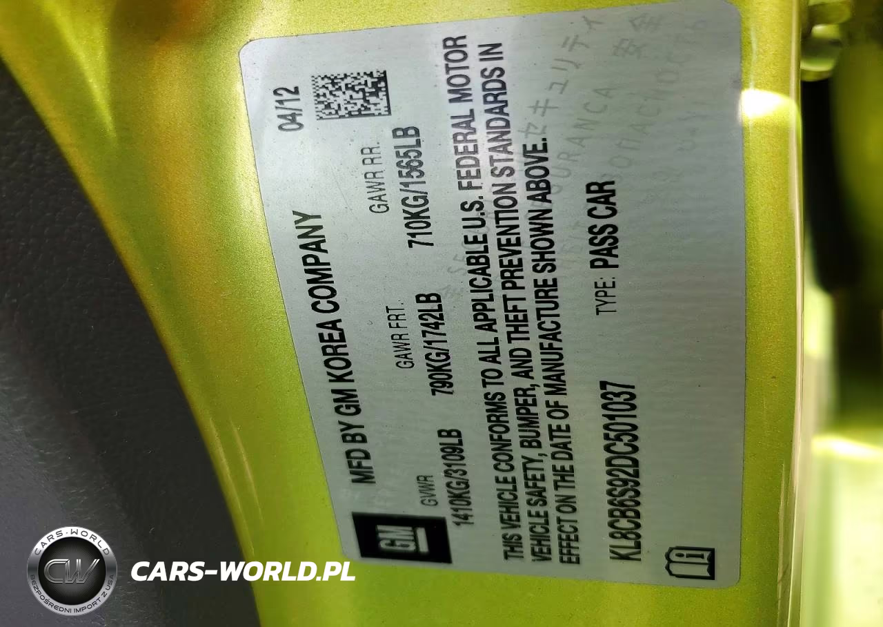 2013 Chevrolet Spark Ls VIN:KL8CB6S92DC501037 - 12