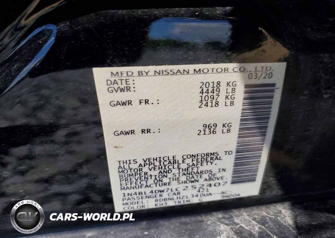 2020 Nissan Altima Sv VIN:1N4BL4DW7LC252407 - 12