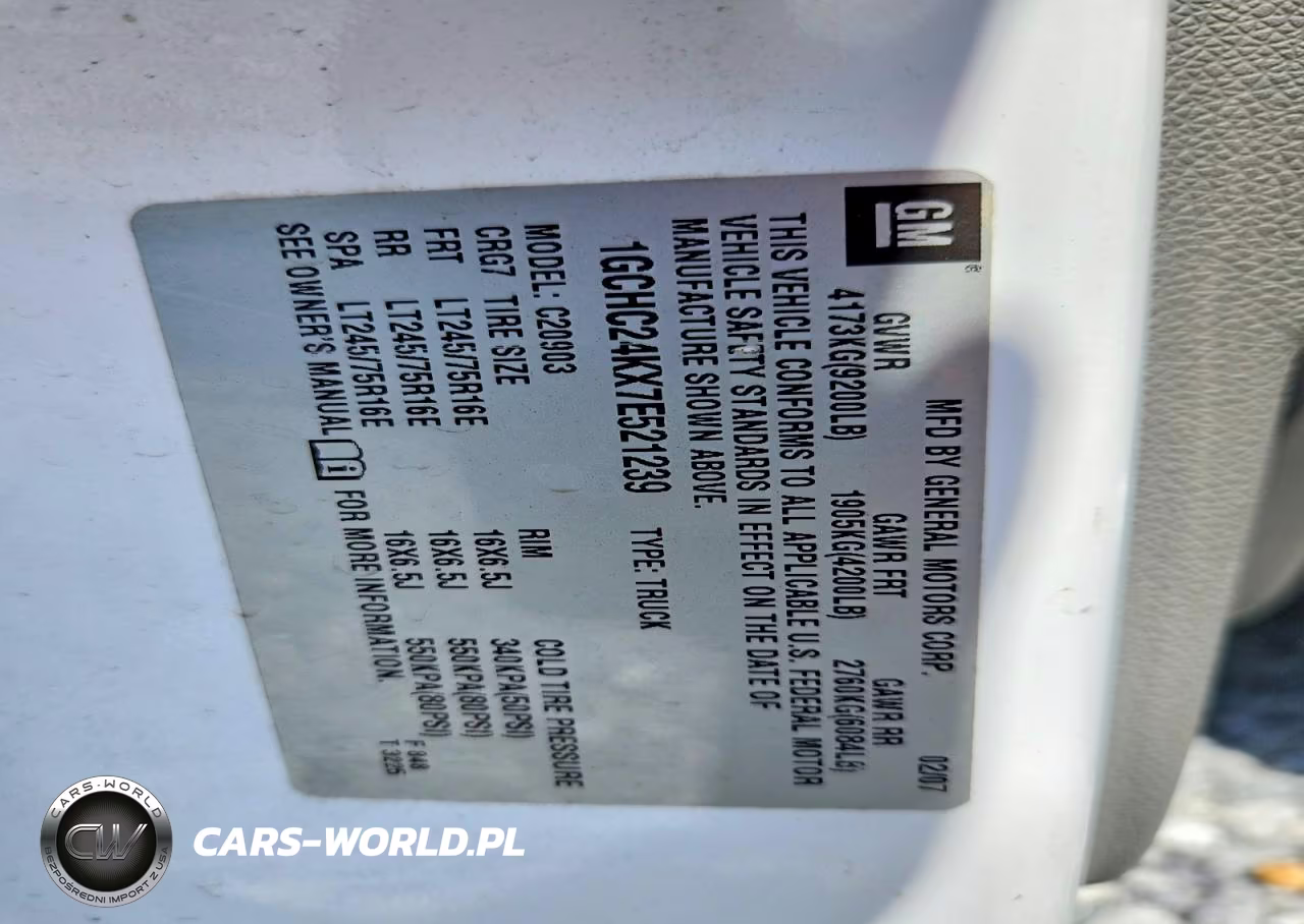 2007 Chevrolet Silverado C2500 Heavy Duty VIN:1GCHC24KX7E521239 - 12