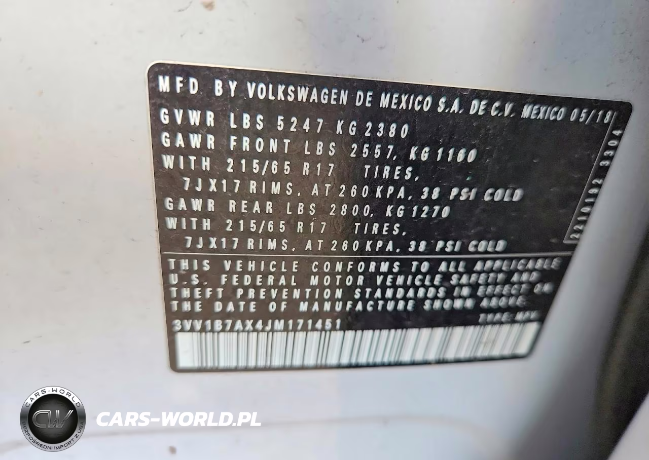 2018 Volkswagen Tiguan S VIN:3VV1B7AX4JM171451 - 14
