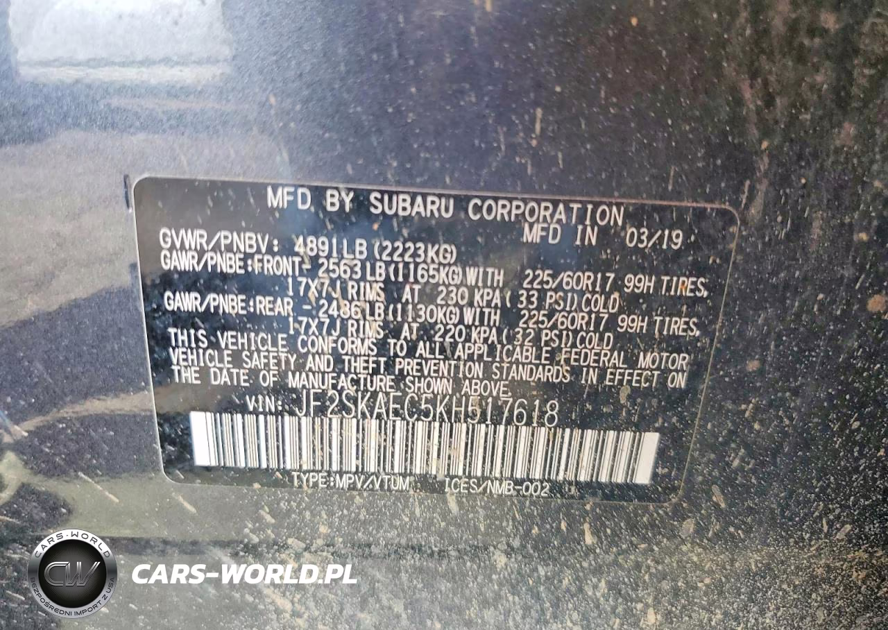 2019 Subaru Forester Premium VIN:JF2SKAEC5KH517618 - 12