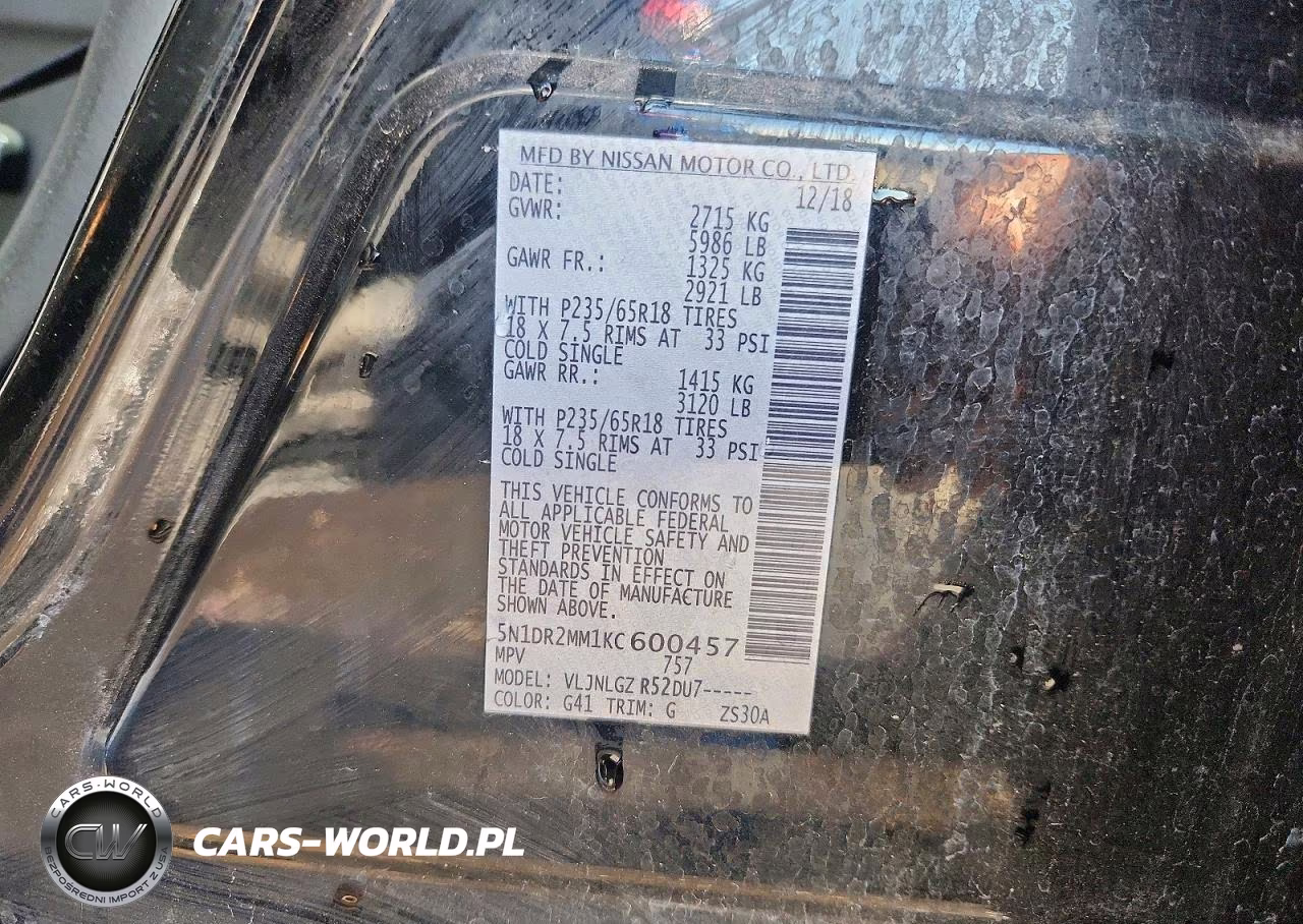 2019 Nissan Pathfinder Sl VIN:5N1DR2MM1KC600457 - 12
