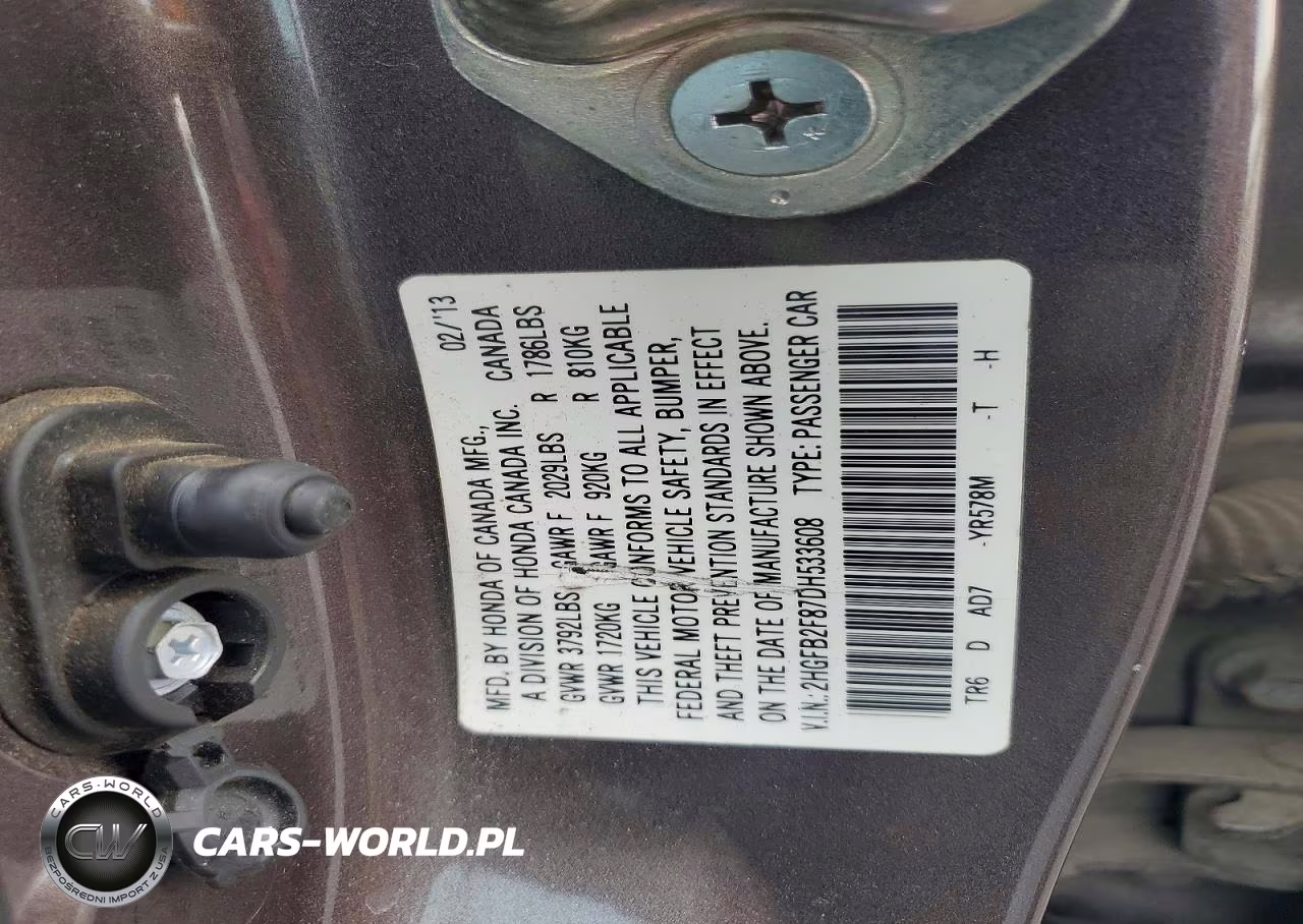 2013 Honda Civic Ex VIN:2HGFB2F87DH533608 - 12