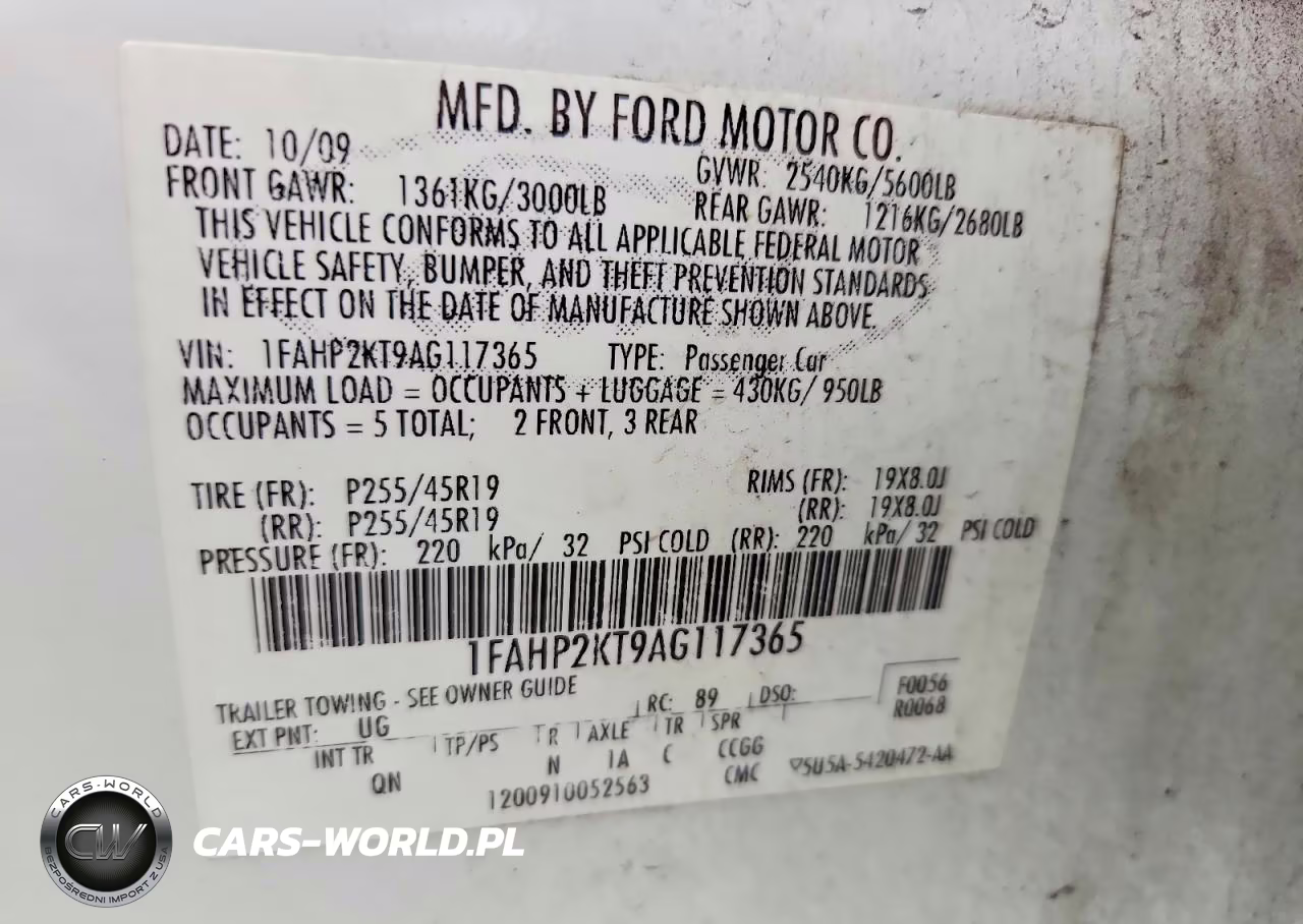 2010 Ford Taurus Sho VIN:1FAHP2KT9AG117365 - 12