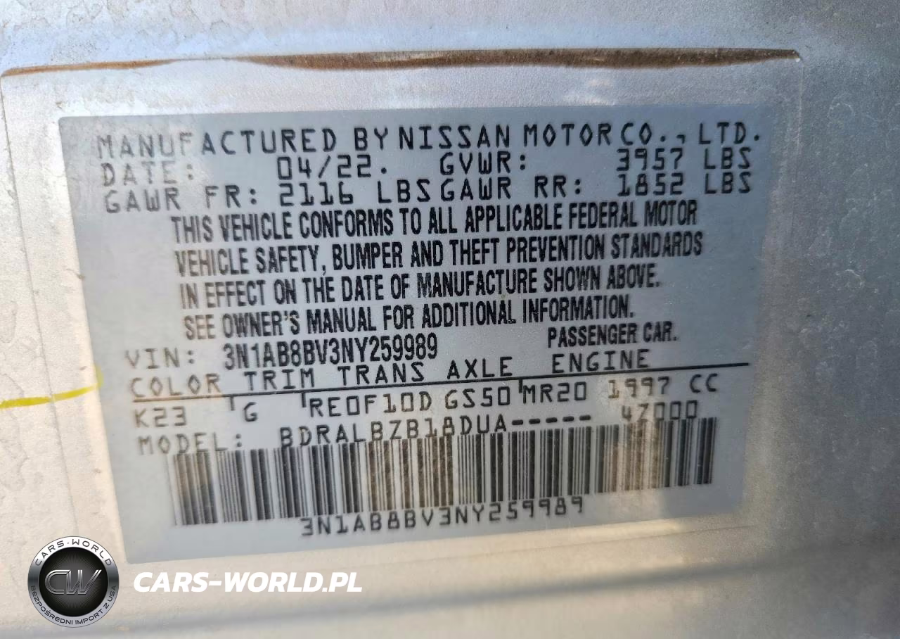 2022 Nissan Sentra S VIN:3N1AB8BV3NY259989 - 12