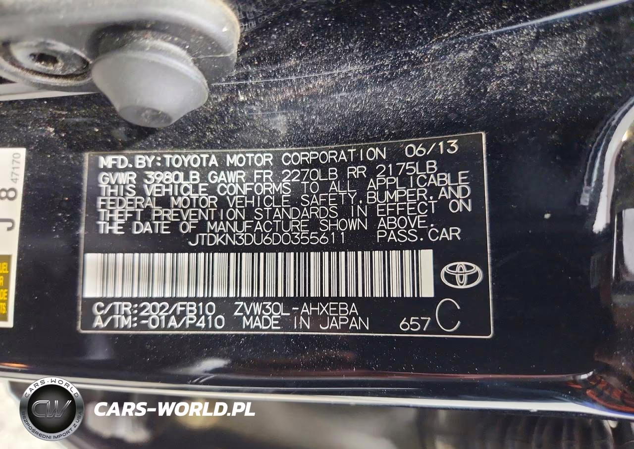 2013 Toyota Prius Two VIN:JTDKN3DU6D0355611 - 12