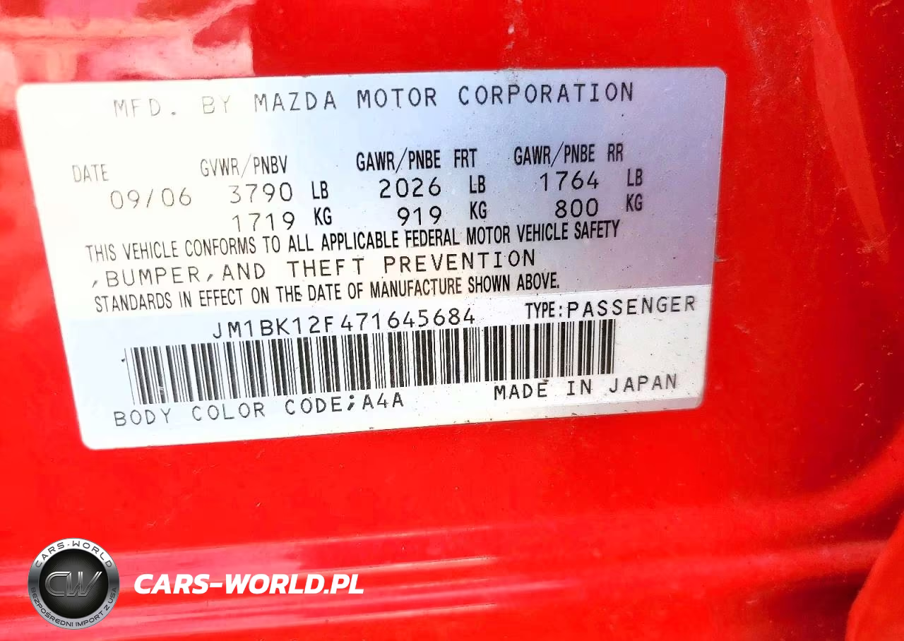 2007 Mazda 3 I VIN:JM1BK12F471645684 - 12