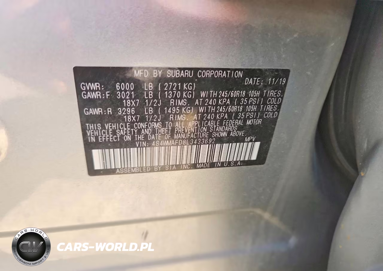 2020 Subaru Ascent Premium VIN:4S4WMAFD8L3433692 - 13