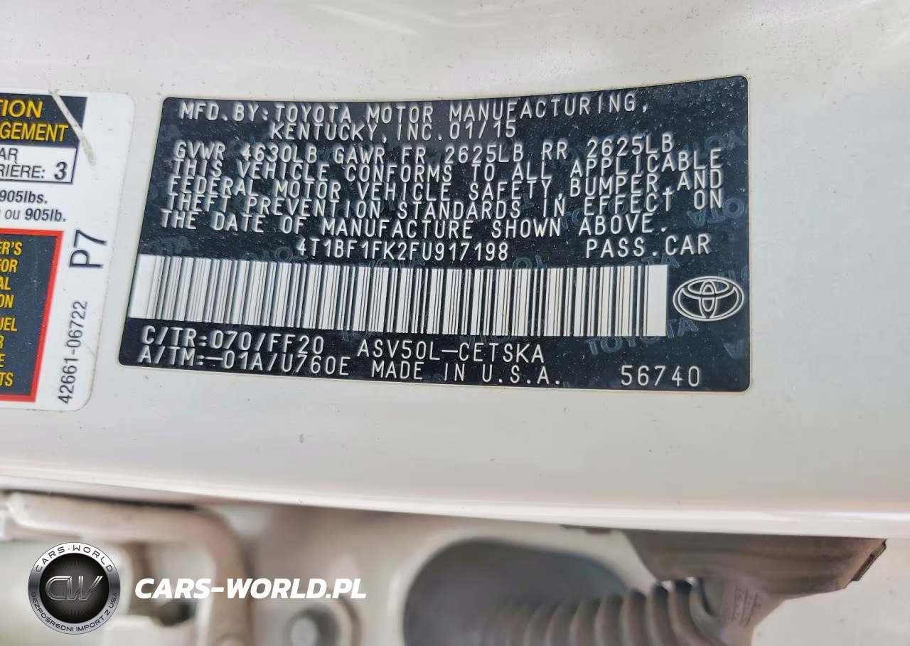 2015 Toyota Camry Se VIN:4T1BF1FK2FU917198 - 12