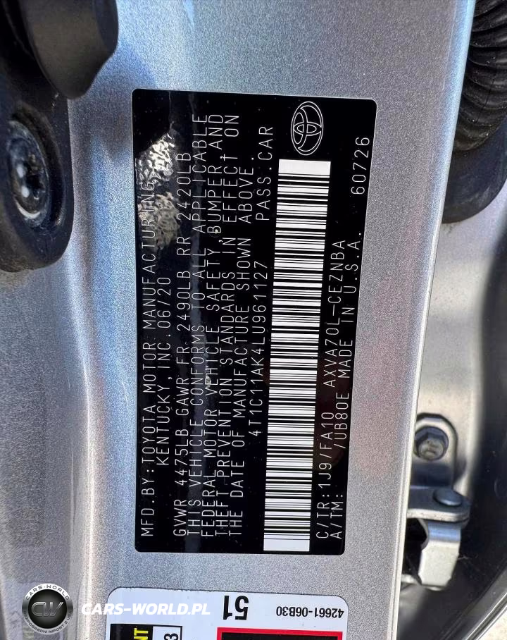 2020 Toyota Camry Le VIN:4T1C11AK4LU961127 - 12