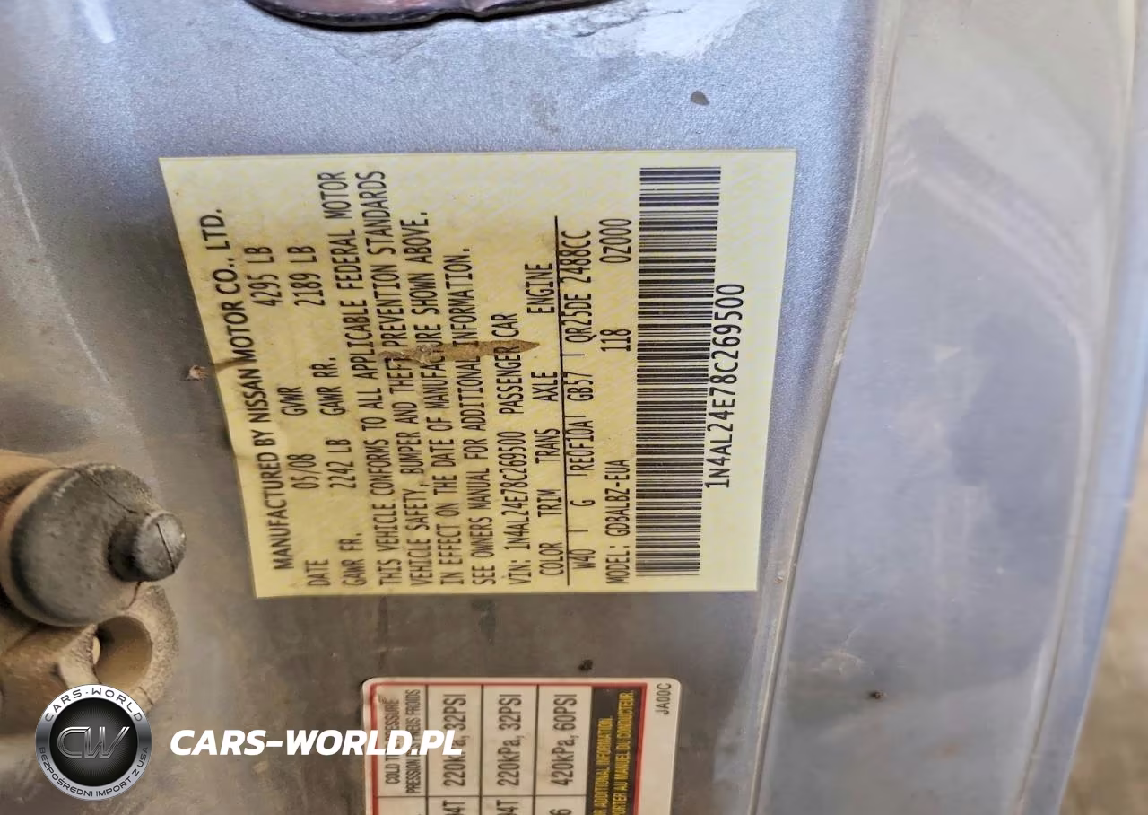 2008 Nissan Altima 2.5 S VIN:1N4AL24E78C269500 - 12