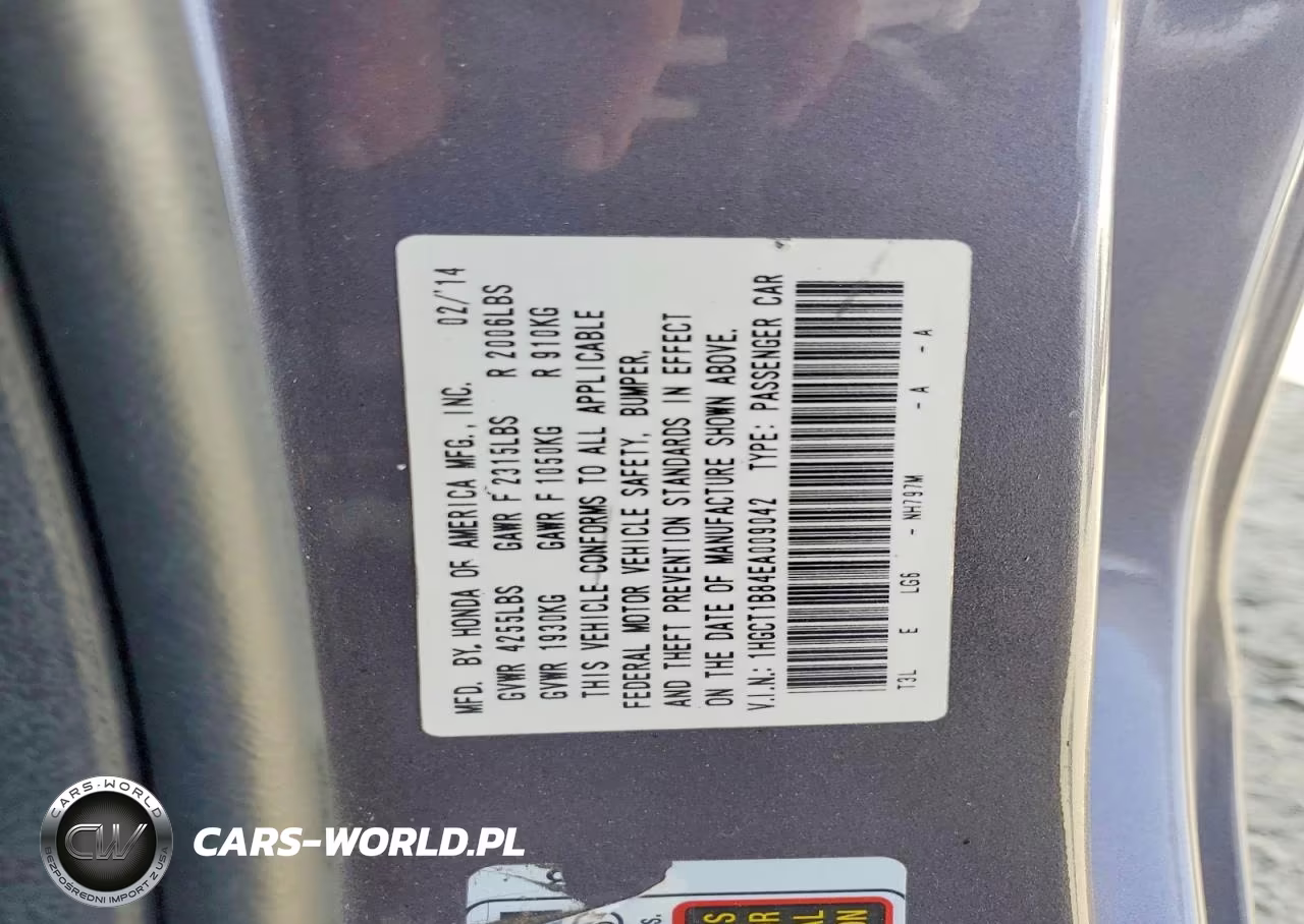 2014 Honda Accord Exl VIN:1HGCT1B84EA009042 - 12