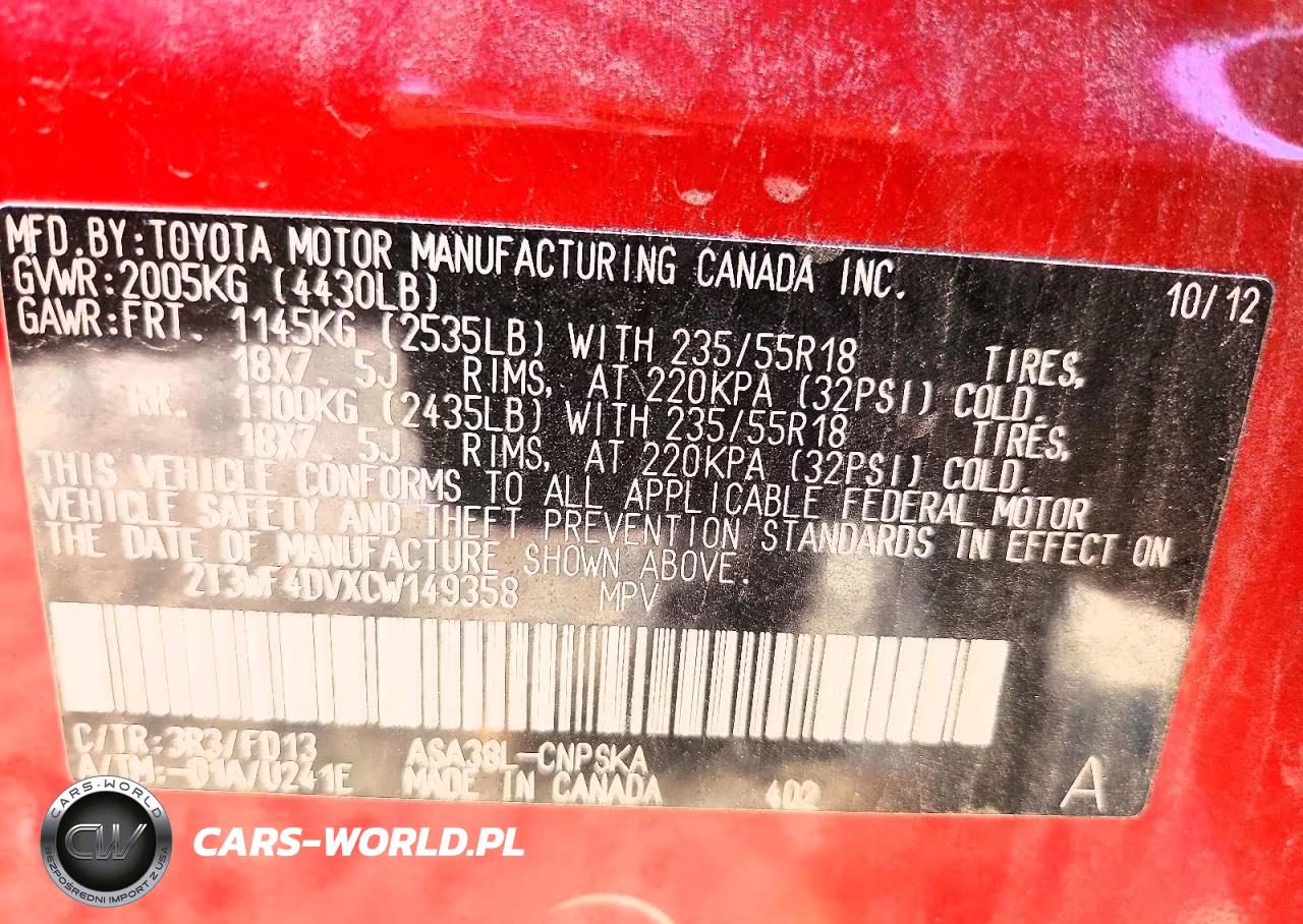 2012 Toyota Rav4 Sport VIN:2T3WF4DVXCW149358 - 14