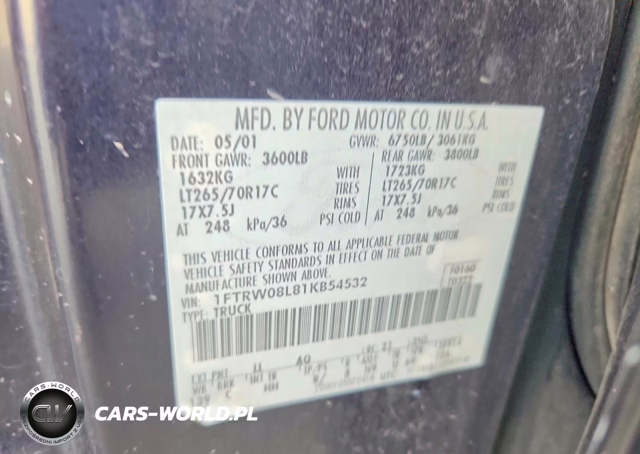 2001 Ford F150 Supercrew VIN:1FTRW08L81KB54532 - 12