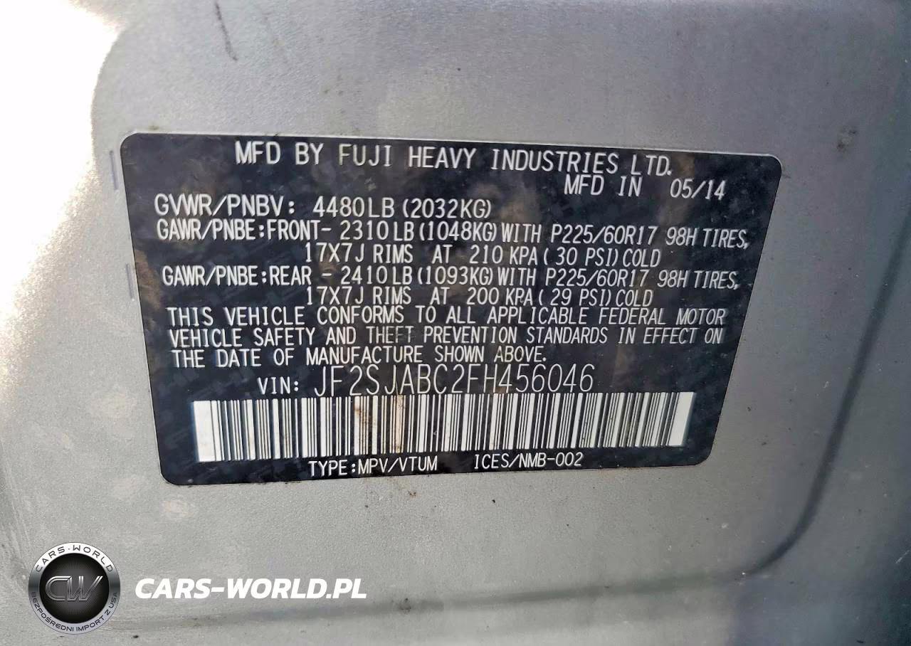 2015 Subaru Forester 2.5I VIN:JF2SJABC2FH456046 - 13