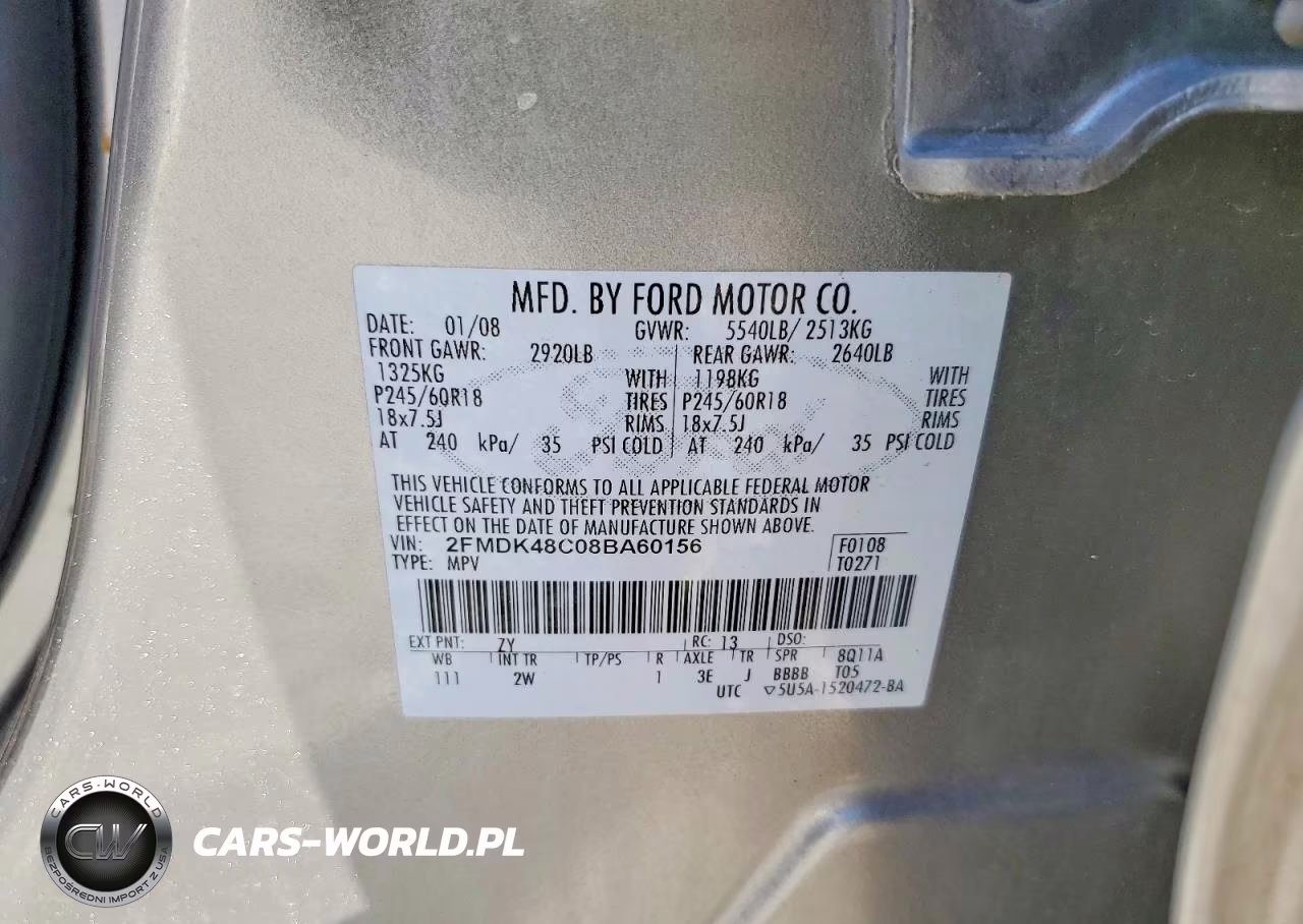 2008 Ford Edge Sel VIN:2FMDK48C08BA60156 - 14