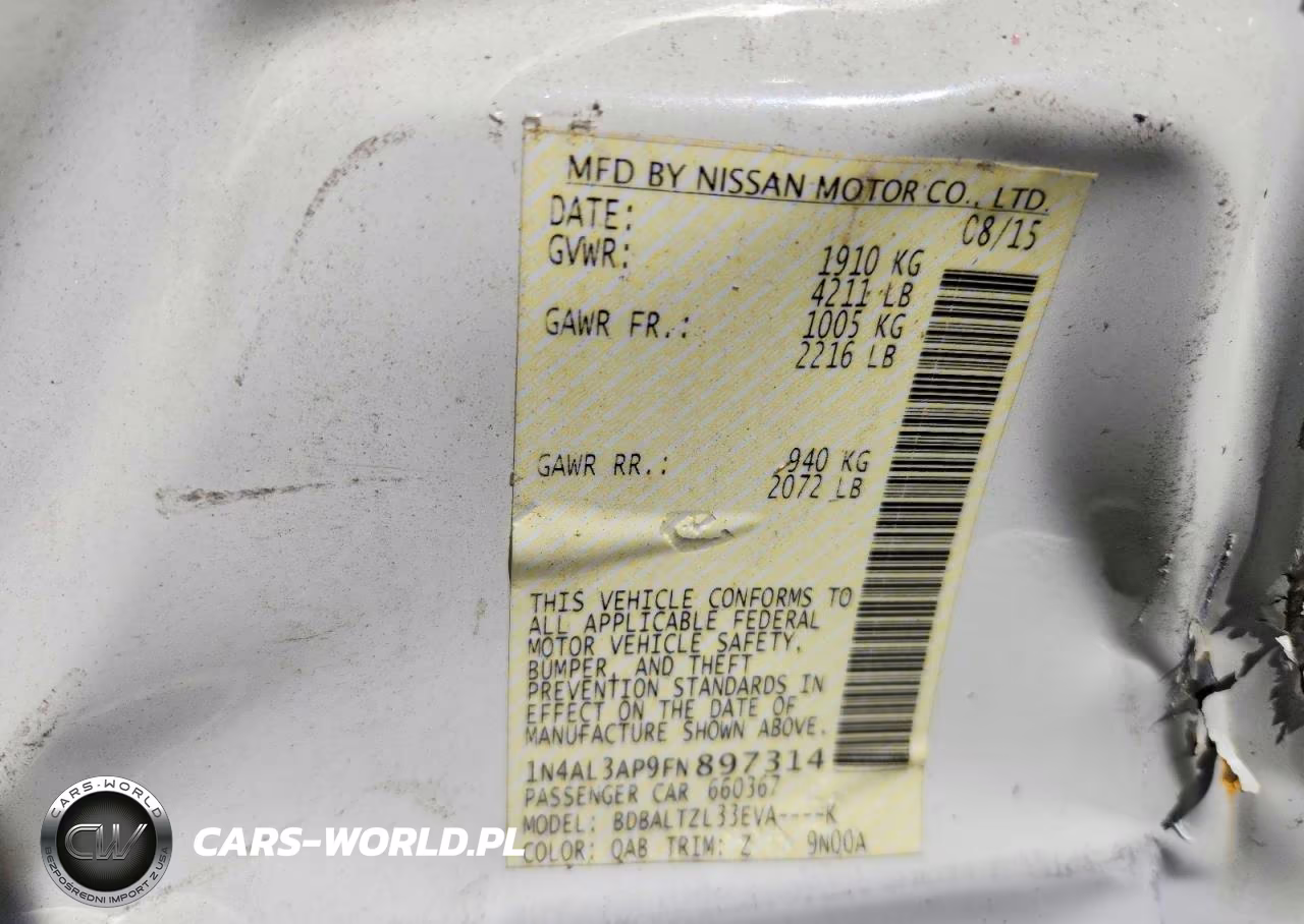 2015 Nissan Altima 2.5 Sl VIN:1N4AL3AP9FN897314 - 13