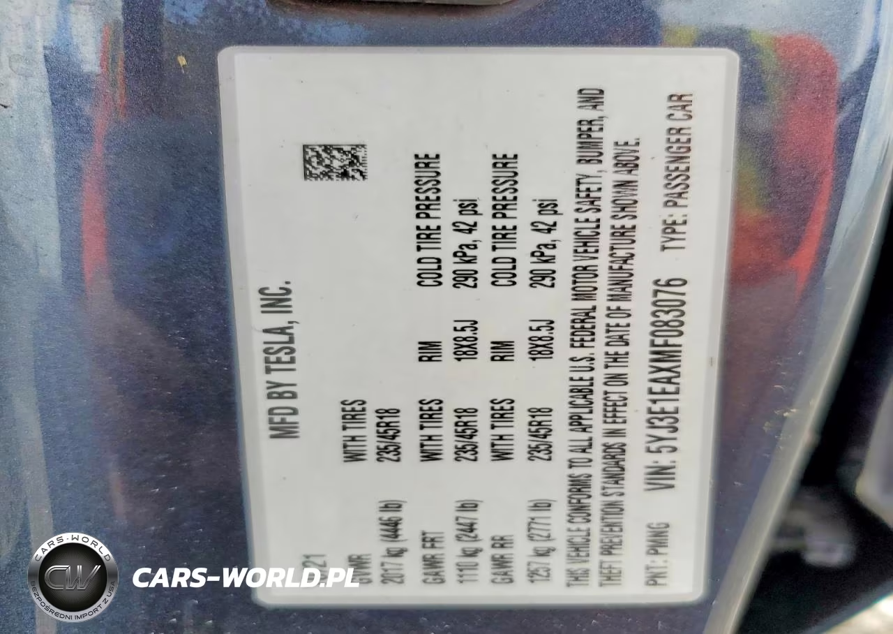 2021 Tesla Model 3 VIN:5YJ3E1EAXMF083076 - 12