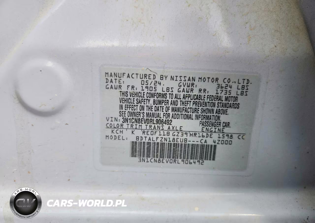 2024 Nissan Versa Sv VIN:3N1CN8EV0RL906492 - 12