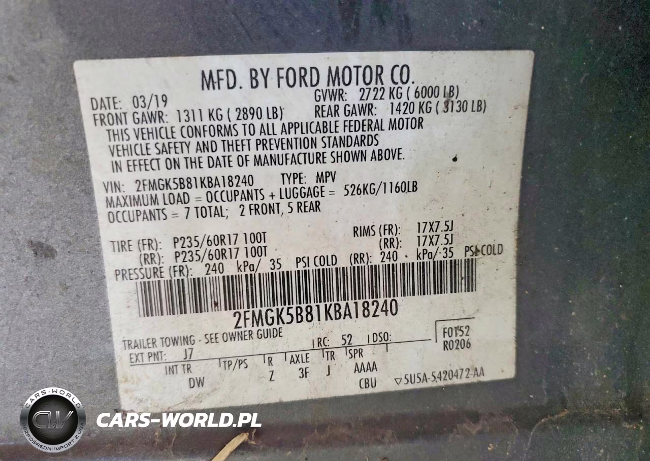 2019 Ford Flex Se VIN:2FMGK5B81KBA18240 - 13