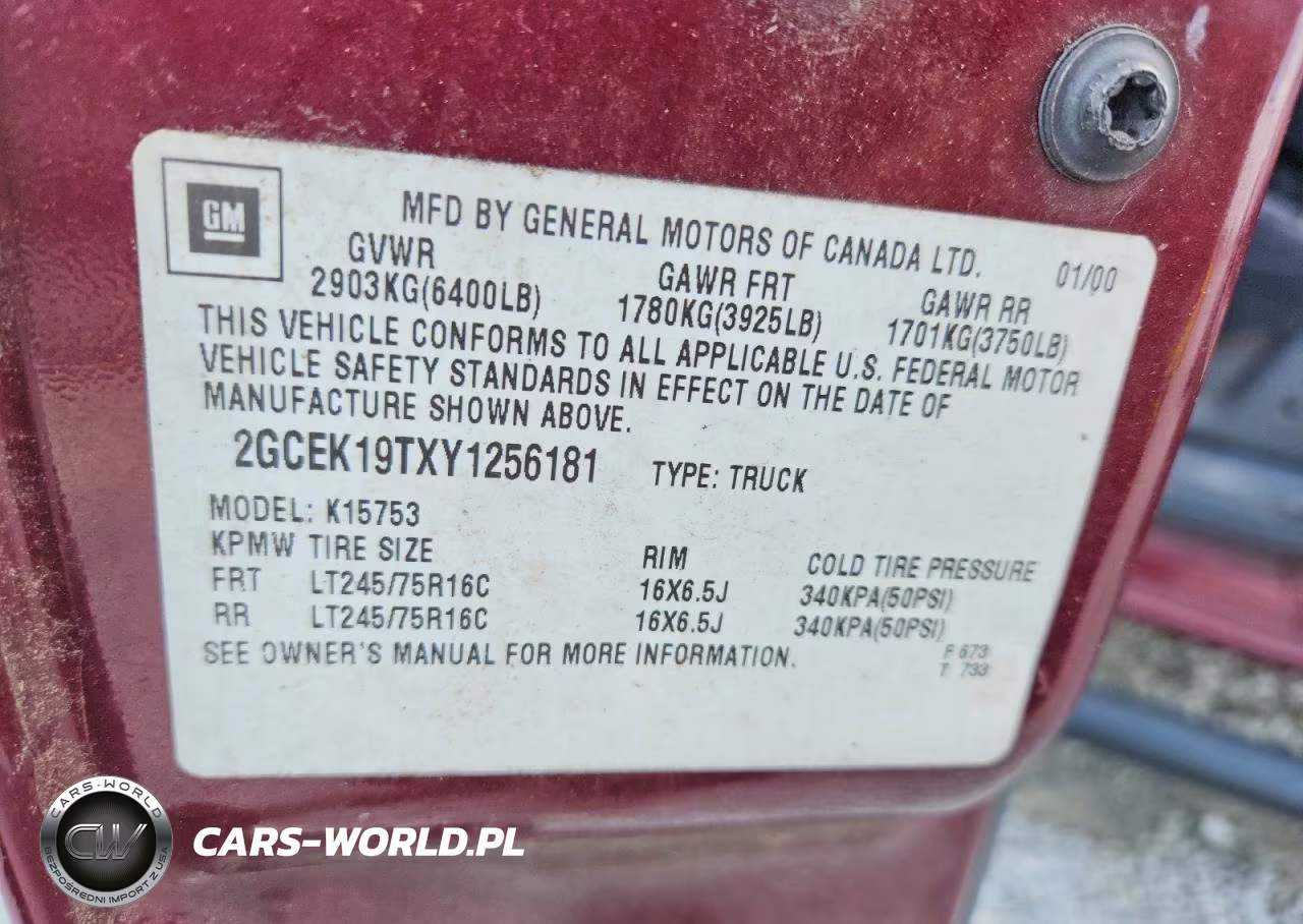 2000 Chevrolet Silverado K1500 VIN:2GCEK19TXY1256181 - 12