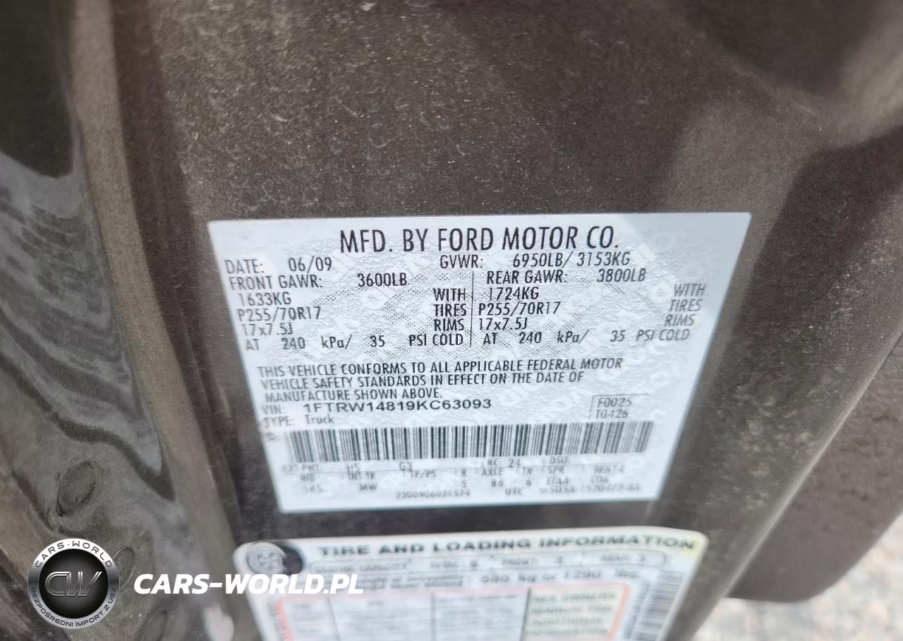 2009 Ford F150 Supercrew VIN:1FTRW14819KC63093 - 12