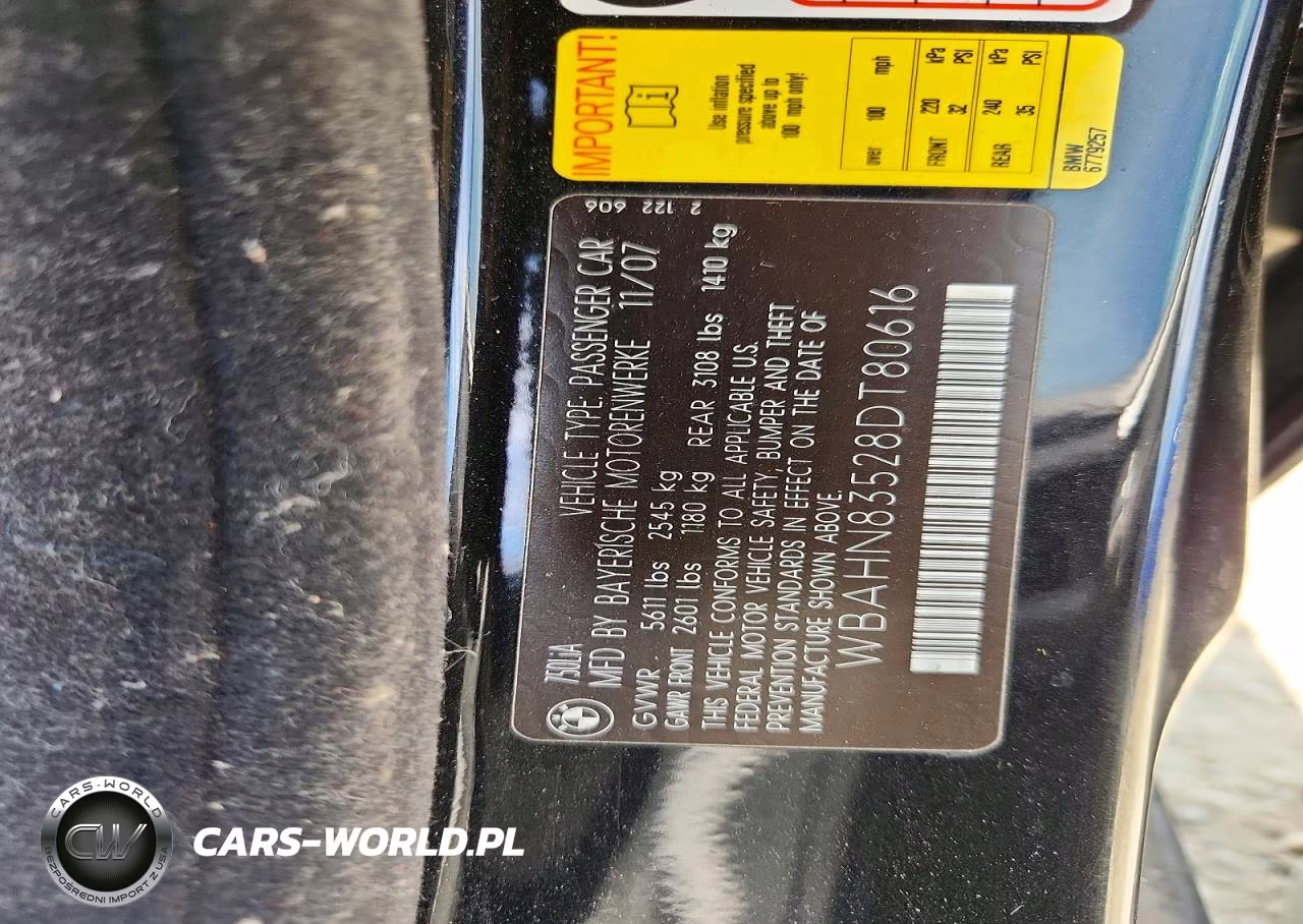 2008 BMW 750 Li VIN:WBAHN83528DT80616 - 12