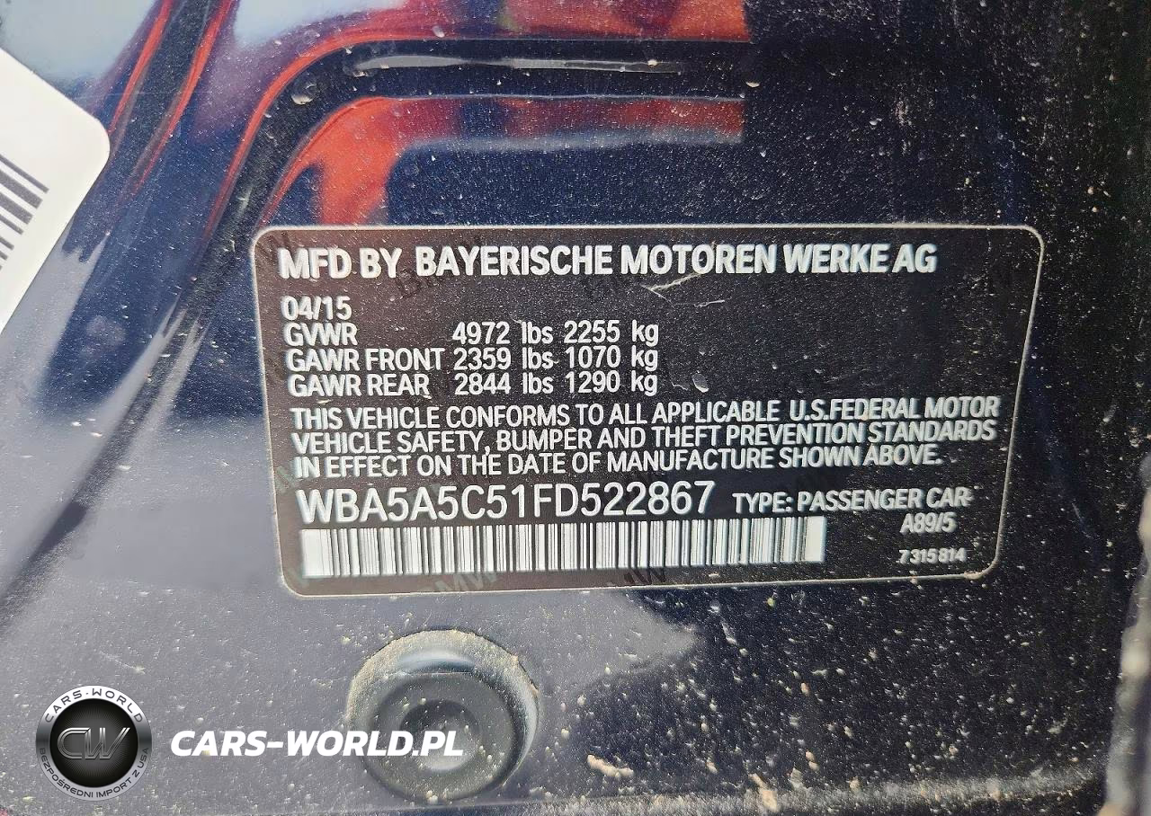 2015 BMW 528 I VIN:WBA5A5C51FD522867 - 12