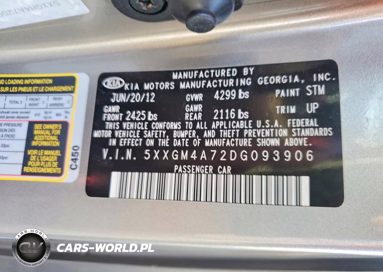 2013 Kia Optima Lx VIN:5XXGM4A72DG093906 - 12