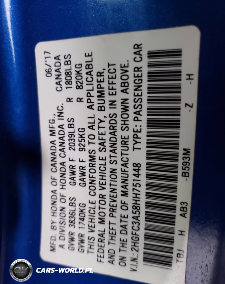 2017 Honda Civic Si VIN:2HGFC3A58HH751448 - 12